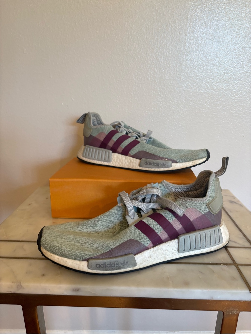 adidas NMD Runner in Sage Green & Burgundy Accents